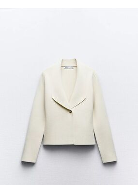 Zara Off-White Shawl Collar Single-Button Blazer